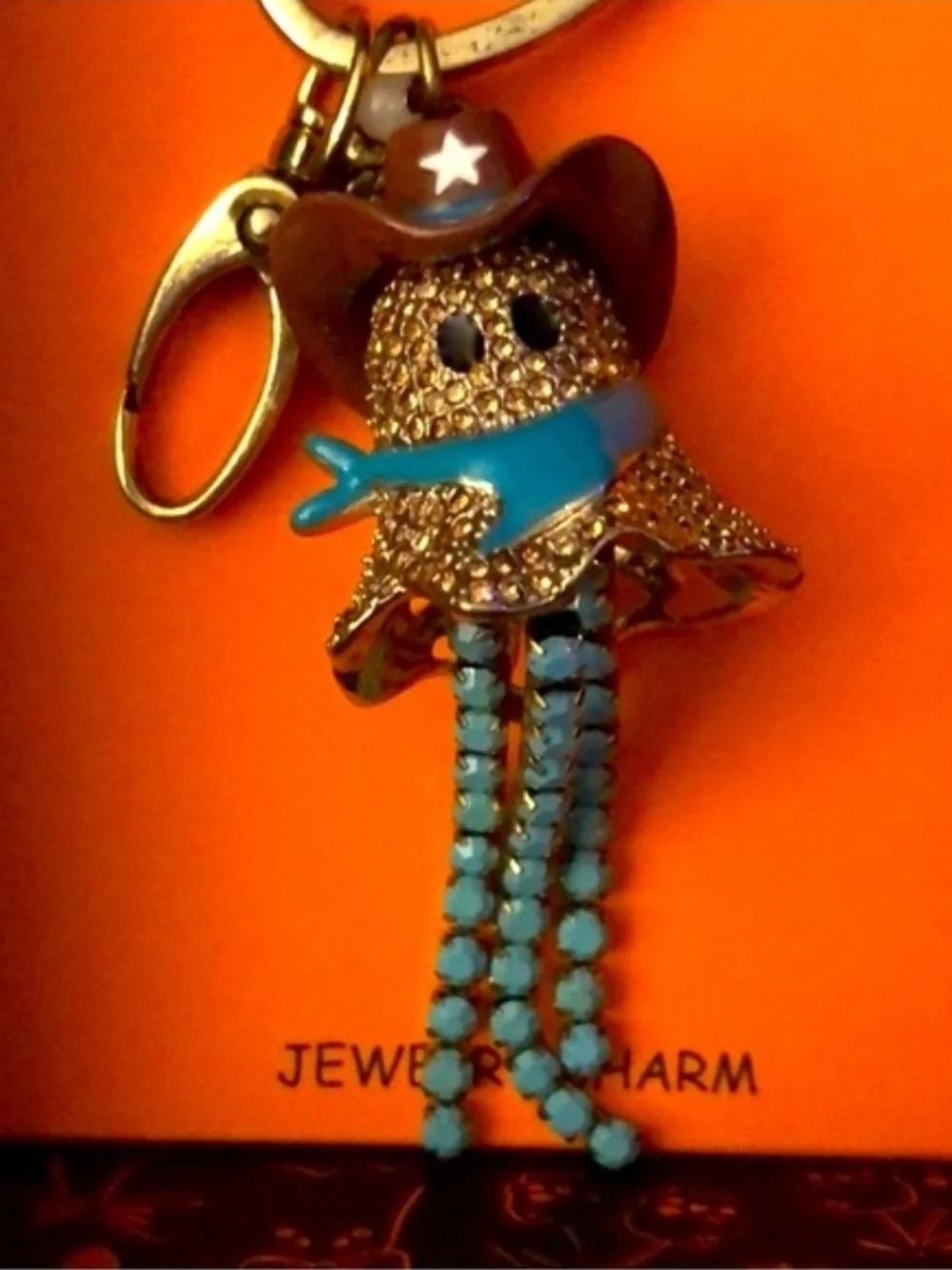 🤎▪️Betsey Johnson▪️ Turquoise Cowboy Fringe Ghost Keychain Bag Charm